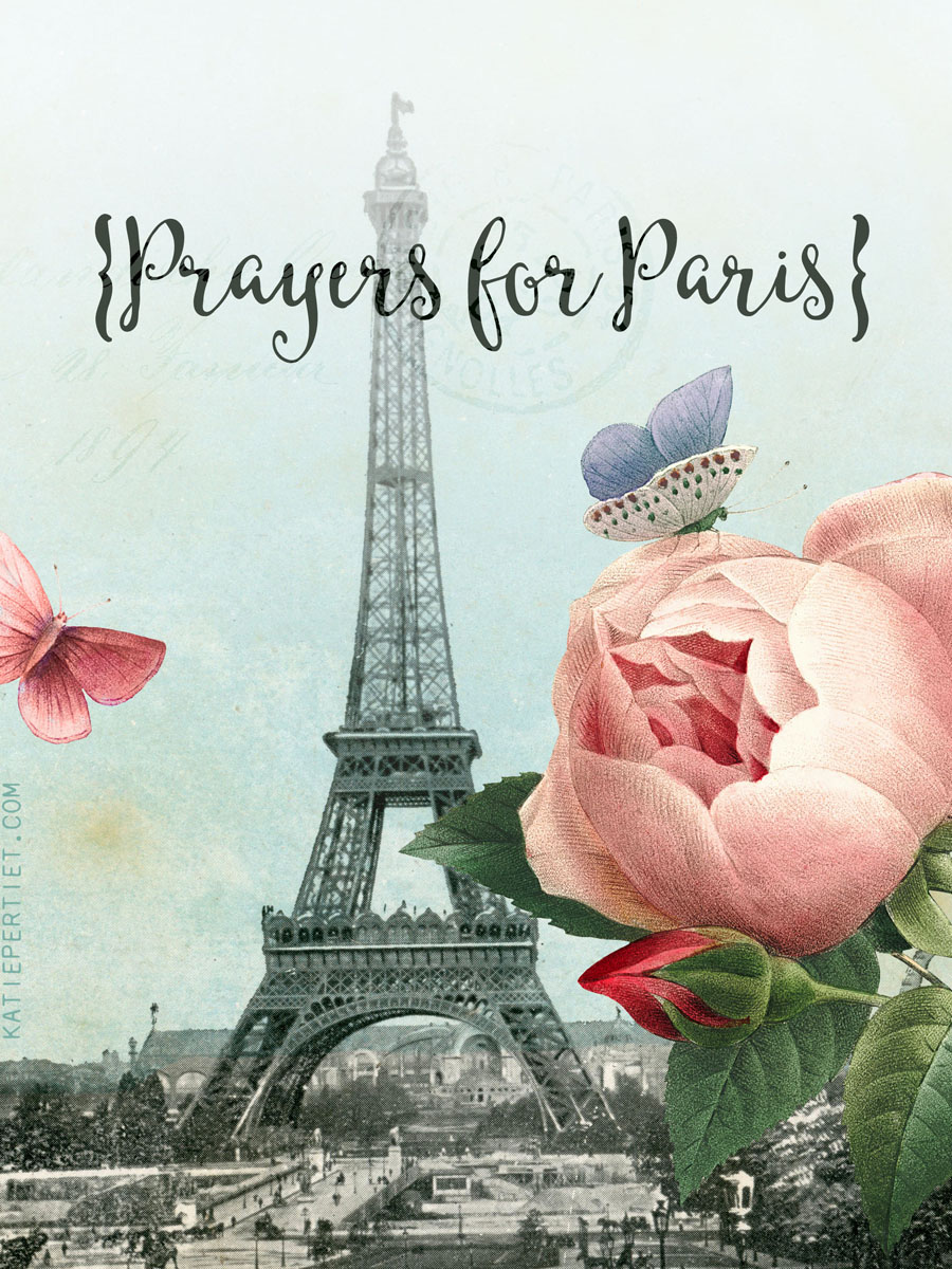 prayers for Paris 3x4 printable card