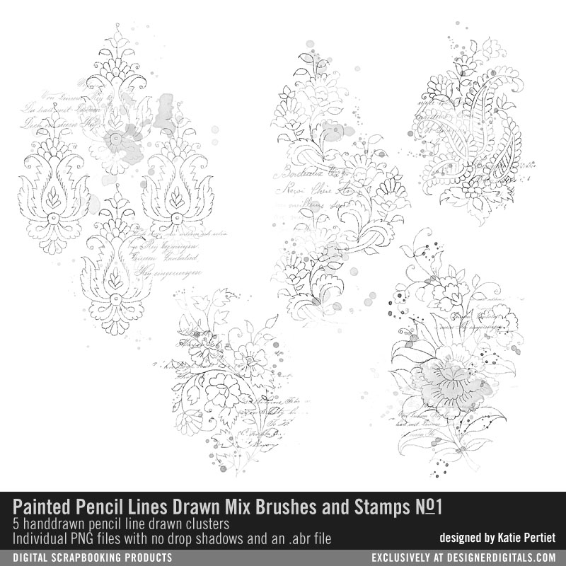 handdrawn pencil line clusters photoshop brushes