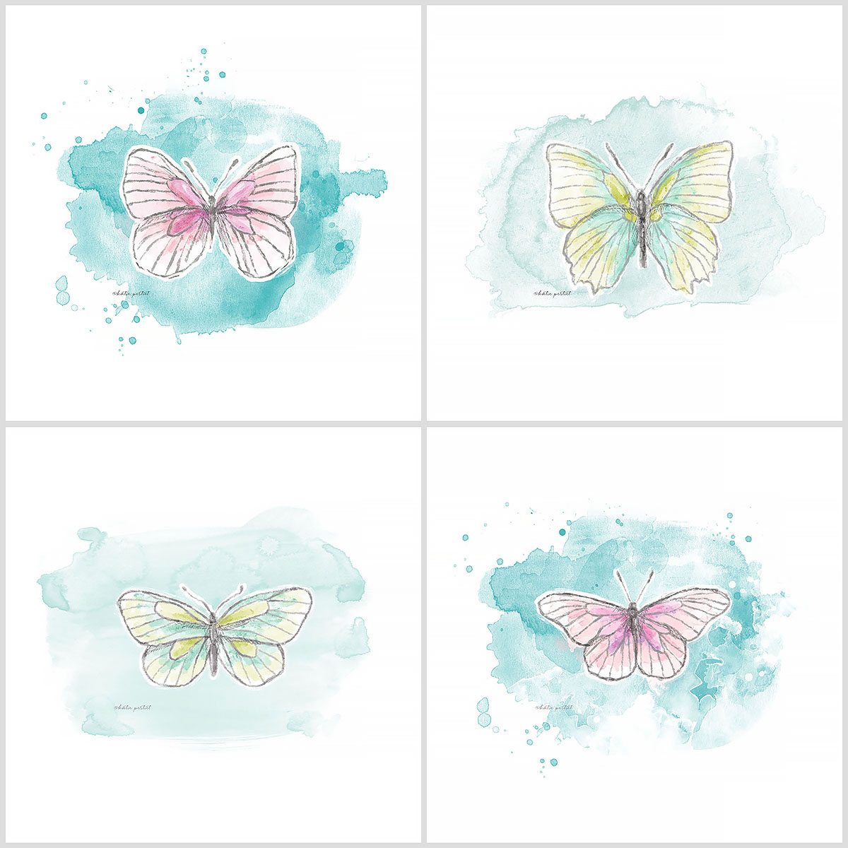 Katie Pertiet watercolor butterflies