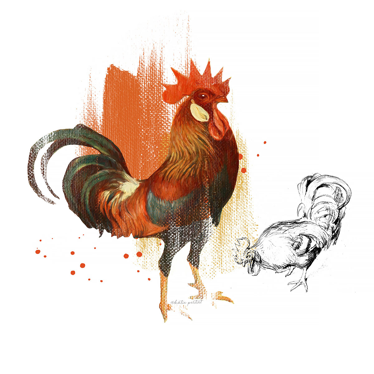 Katie pertiet Painted Rooster