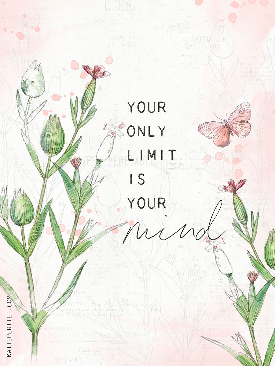 Katie Pertiet watercolor botanical quote card