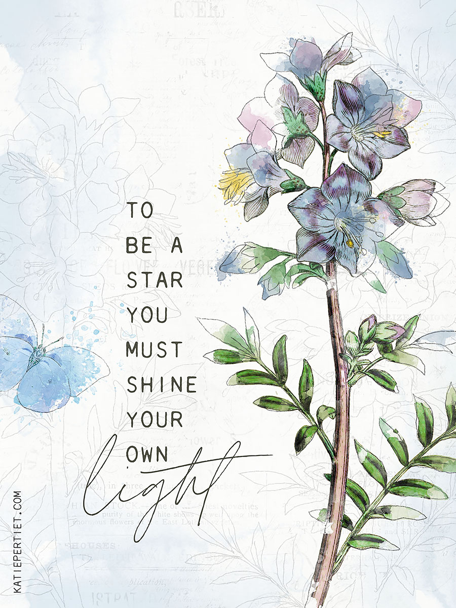 katie pertiet watercolor botanicals quote card